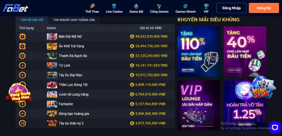 Hoàn trả hàng ngày tại ff168 web